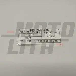 PLACARD, TIRE INFORMATION