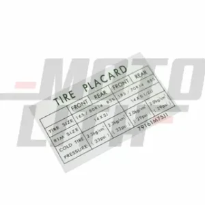 PLACARD, TIRE INFORMATION